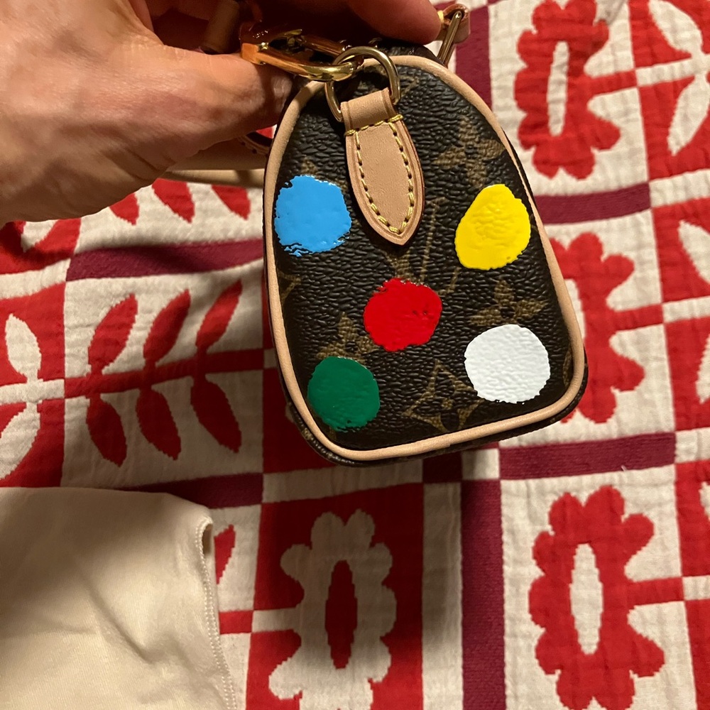 Louis Vuitton Yayoi Kusama Collaboration Nano Speedy Monogram Shoulder Bag Canva - Picture 4 of 9